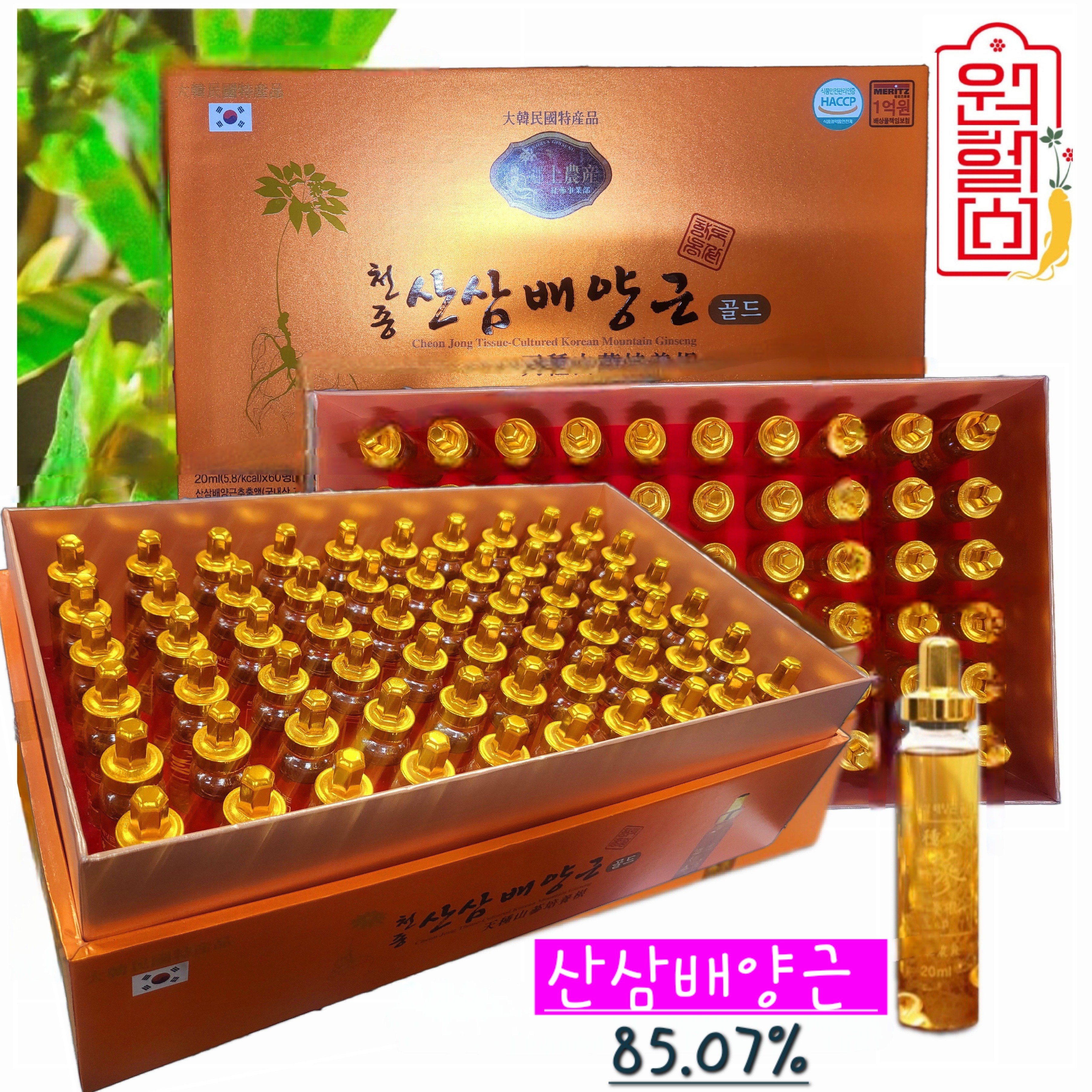 천종 산삼 배양근 20ml *60병 (산삼 배양근 85.07%) 산삼배양근 부모님선물 명절선물 거래처선물 78,900원