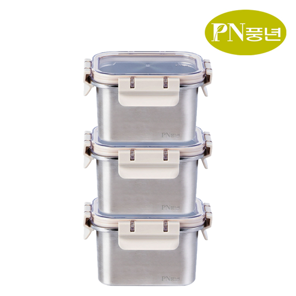 PN풍년 스텐 반찬통 650ml 3세트 보관 소분 밀폐용기 전자레인지 오븐 식기세척기 냉장 냉동, 650ml, 3세트 48,900원