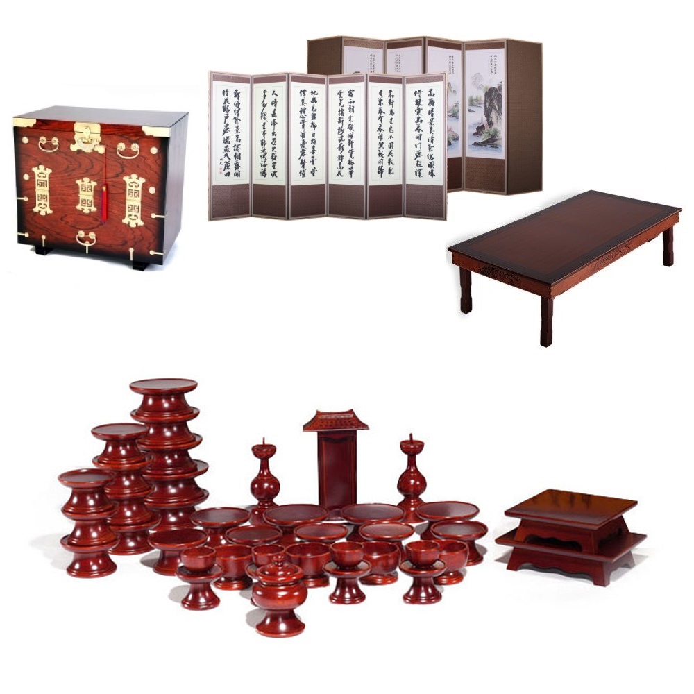 패키지 문화재 물푸레 제기 39p + 남원 앞닫이 제기 보관함 + 남원목기공예 옥비단 산수화 추사한시 6폭 병풍 + 남원 춘향골 직교자상 80-120 844,260원