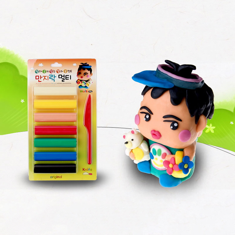 재사용이 가능한 굳지 않는 만지락 칼라 유토 멀티 7색 세트 9,800원