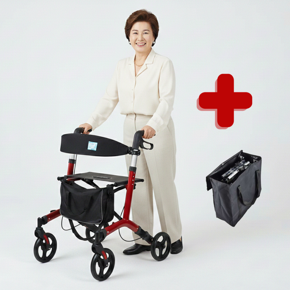 [부모님선물1순위] 노인보행보조차 할머니 실버카 프리미엄 여행용 롤레이터 Red 180,000원