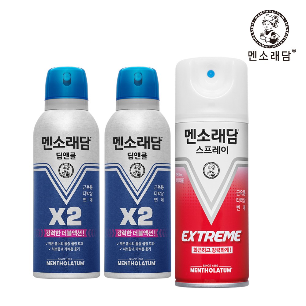 멘소래담 스프레이 파스 ( 쿨타입 180ml / 핫타입 180ml / 딥앤쿨 150ml ) 3개 13,900원