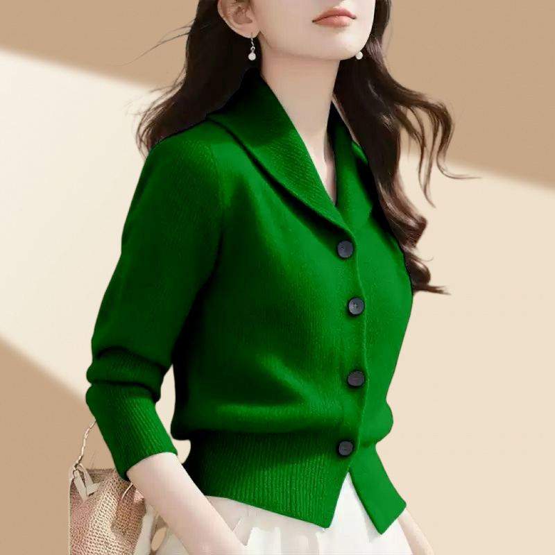 해피유통여성 봄 가을 니트 상의 트렌디한 카라 버튼 디자인 슬림핏 아우터bhf 20,380원