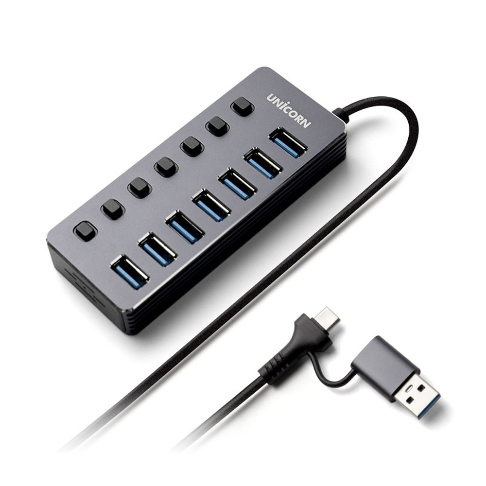 유니콘 USB3.2 Gen1 7포트 USB 허브 1.2m NH-700SW, 1개 23,500원