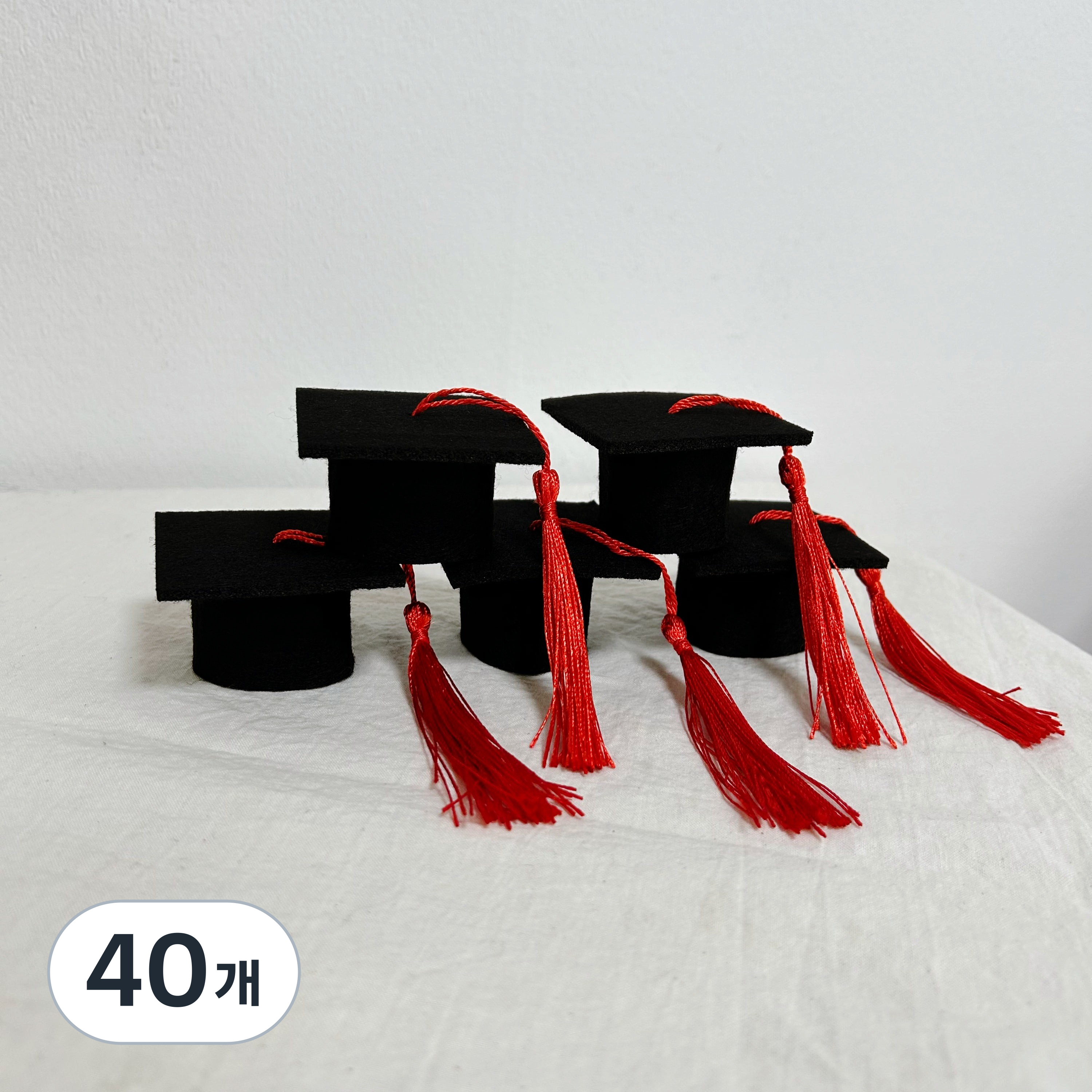 미니 학사모 졸업 수료 소품, 40개, 레드수술 24,530원