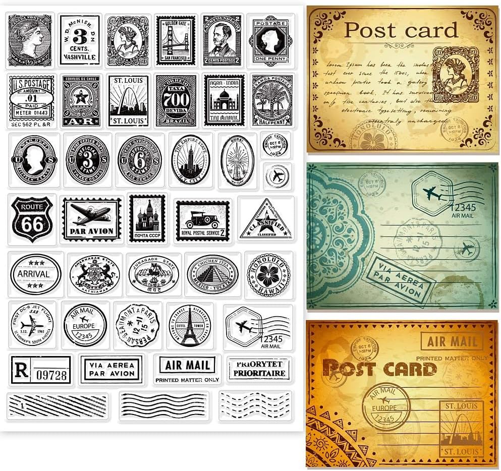 PVC 클리어 스탬프 우표 도안 스크랩북 다이어리 꾸미기 포토앨범 카드메이킹 핸드메이드 29.7x21cm 6,570원