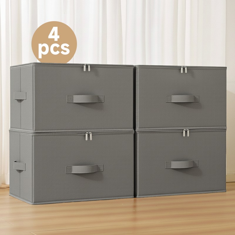 하루살이 고급 린넨 지퍼형 다용도 수납정리함 접이식 패브릭 리빙박스, 모던 그레이, 4개 38,650원