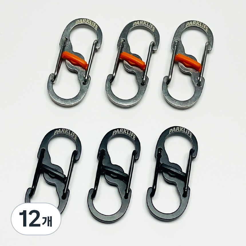 파크라이프 고강도 양방향 미니 스텐 카라비너 도난방지 잠금장치 6P (블랙3P+실버3P), 12개, 블랙3개+실버3개 18,250원