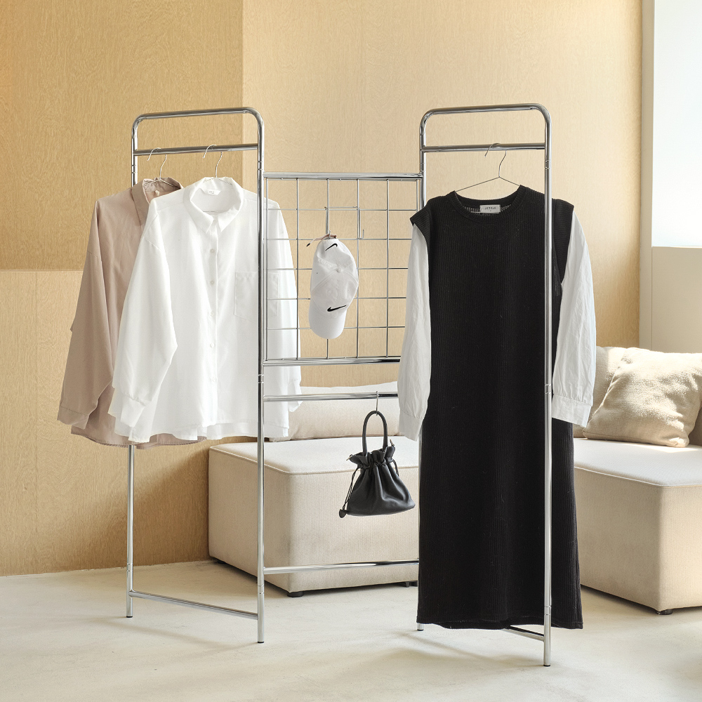 하우스레시피 바인 철제 파티션 행거, 크롬 59,900원