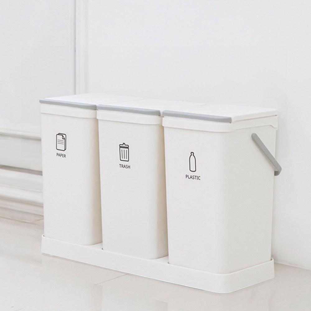 모노플랫 3단 가정용 분리수거함 + 스티커, 그레이 25,900원