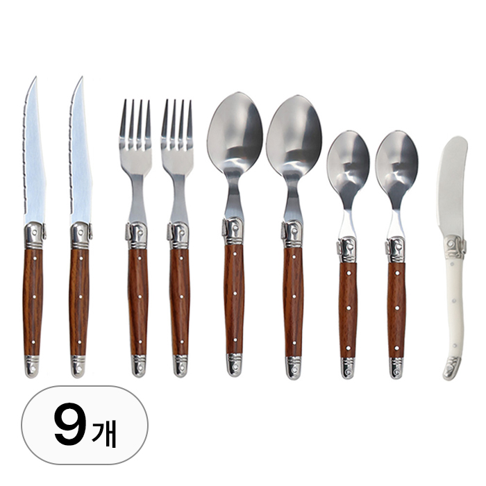 9종 커트러리 세트 2인 용 감성 고급 스텐 양식기 포크 나이프 스푼 스테이크 칼 파스타 디저트 양식 디너 주방용품 23,800원