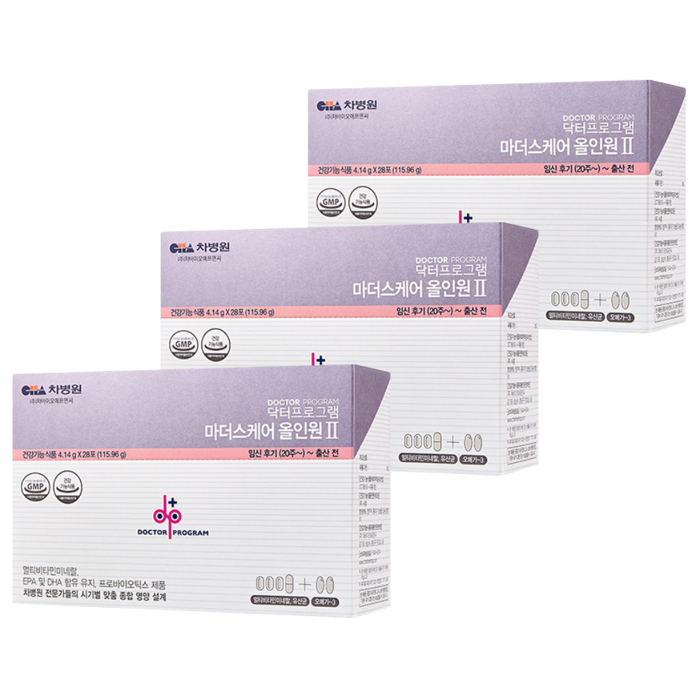 닥터프로그램 차병원 마더스케어 올인원 2단계 임산부 중기 철분 영양제 4.14g x 28p, 115.92g, 3개 164,600원