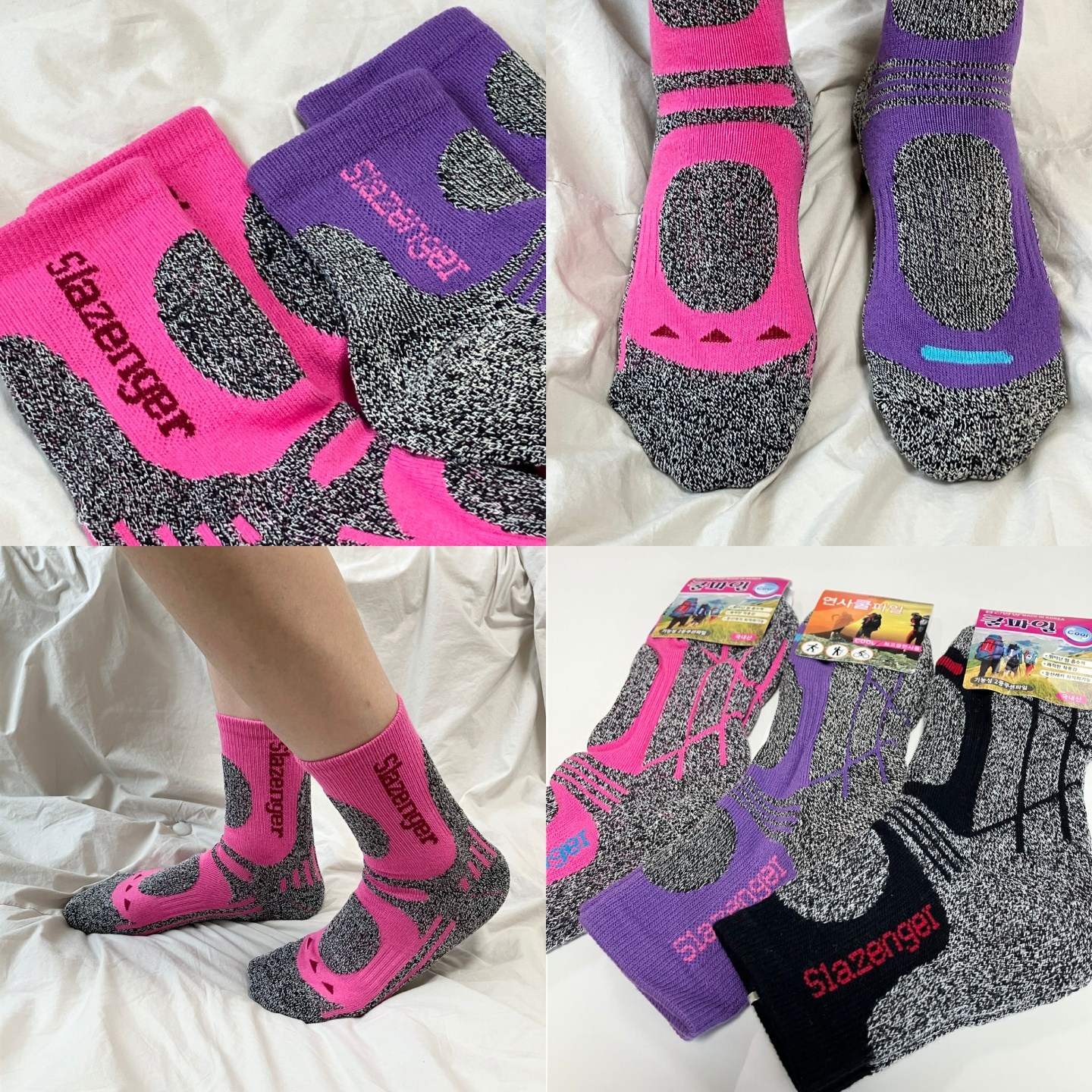 국산 용신양말 슬래진저 여성 등산 쿨파일 아웃도어 스포츠 쿠션 양말, 5개, 검정 13,900원