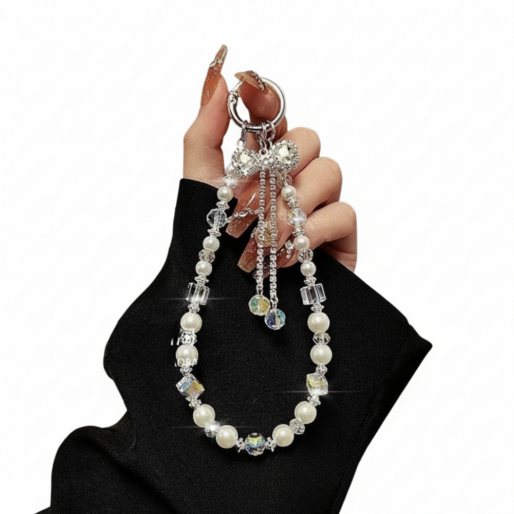 포플러컴퍼니 크리스탈 비즈 핸드폰 손목 화이트 스트랩(태그홀더포함), 1개, 화이트 크리스탈 12,500원