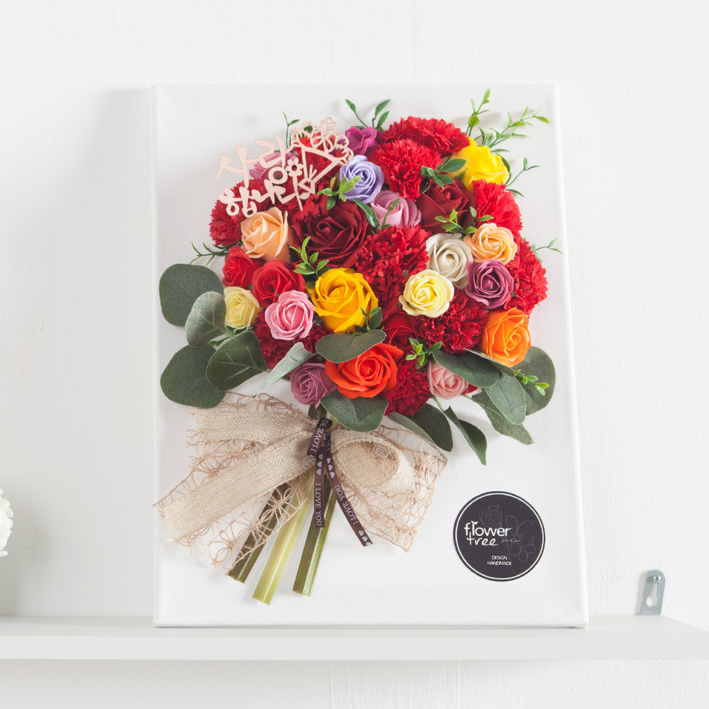 카네이션 조화 액자 다발 Aset 40cm 꽃 어버이날 스승의날 벽 장식 벽걸이 감사 선물 행사, 다발카네이션액자set (펜포함), 1개 71,500원