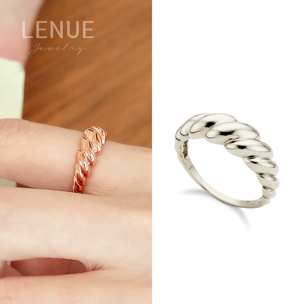 레뉴 크루아상 볼륨 꼬임 반지 / 14K 골드 18K 볼드 웨이브 굵은 스타일 포인트 반지 489,000원