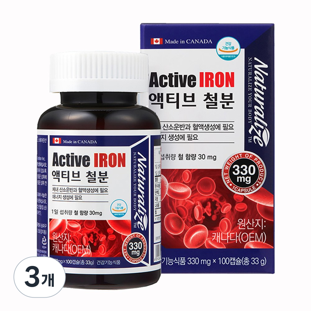 네추럴라이즈 액티브 철분, 100정, 3개 54,500원