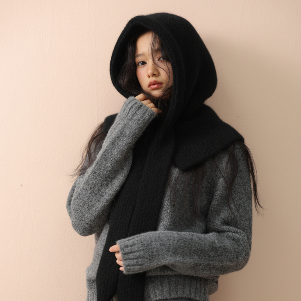 HALOPICK 포근한 오버핏 후드 바라클라바 넥워머, 블랙, 1개 25,900원