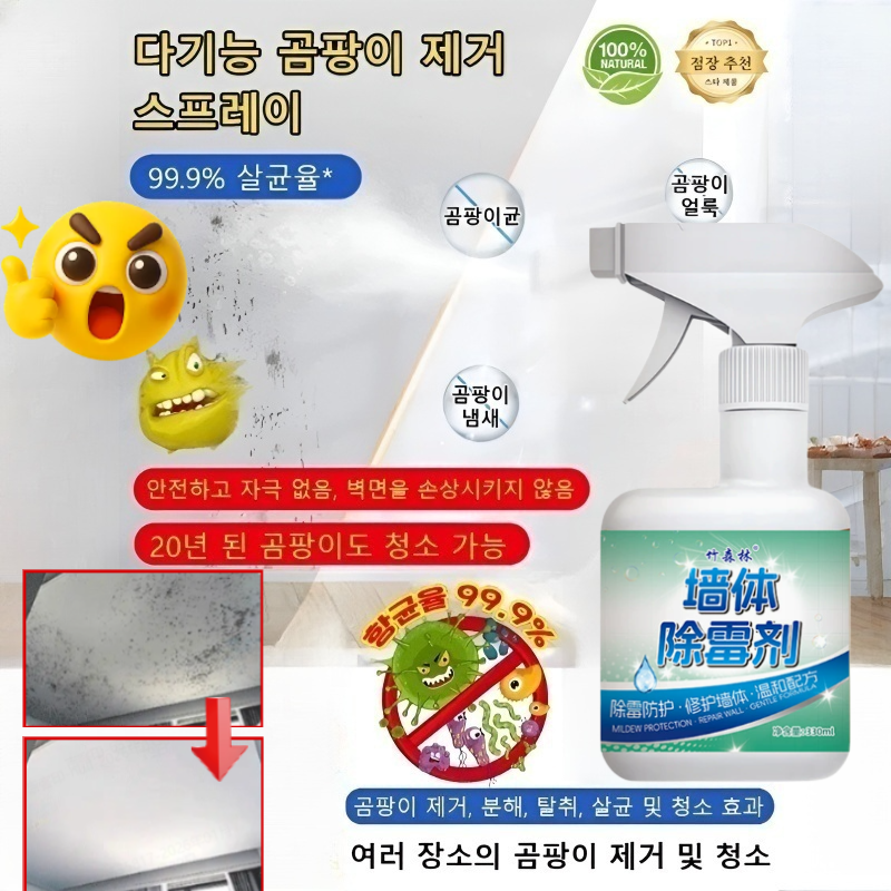[닦을 필요 없는]다기능 곰팡이 제거 스프레이 20년 된 곰팡이도 청소 가능 곰팡이 걱정 끝 12,800원