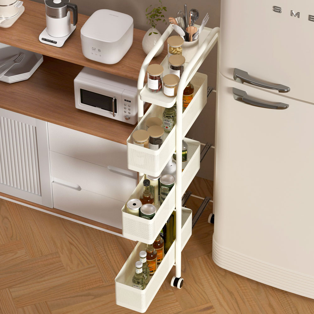 Fahomiss 탄소강 틈새 선반 고품질 이동식 트롤리 슬라이딩 수납장 다용도 수납함 3단 4단 5단 48,320원