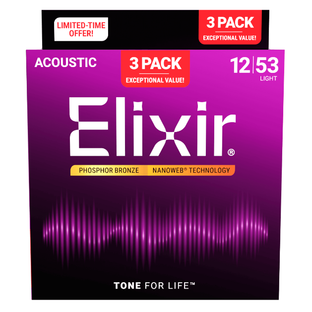 [공식수입정품] 엘릭서 3팩 16569 Elixir Nanoweb Phosphor Bronze 3Pack Light 나노웹 포스포브론즈 라이트 기타줄 구16545 (12-53), 1개 75,000원