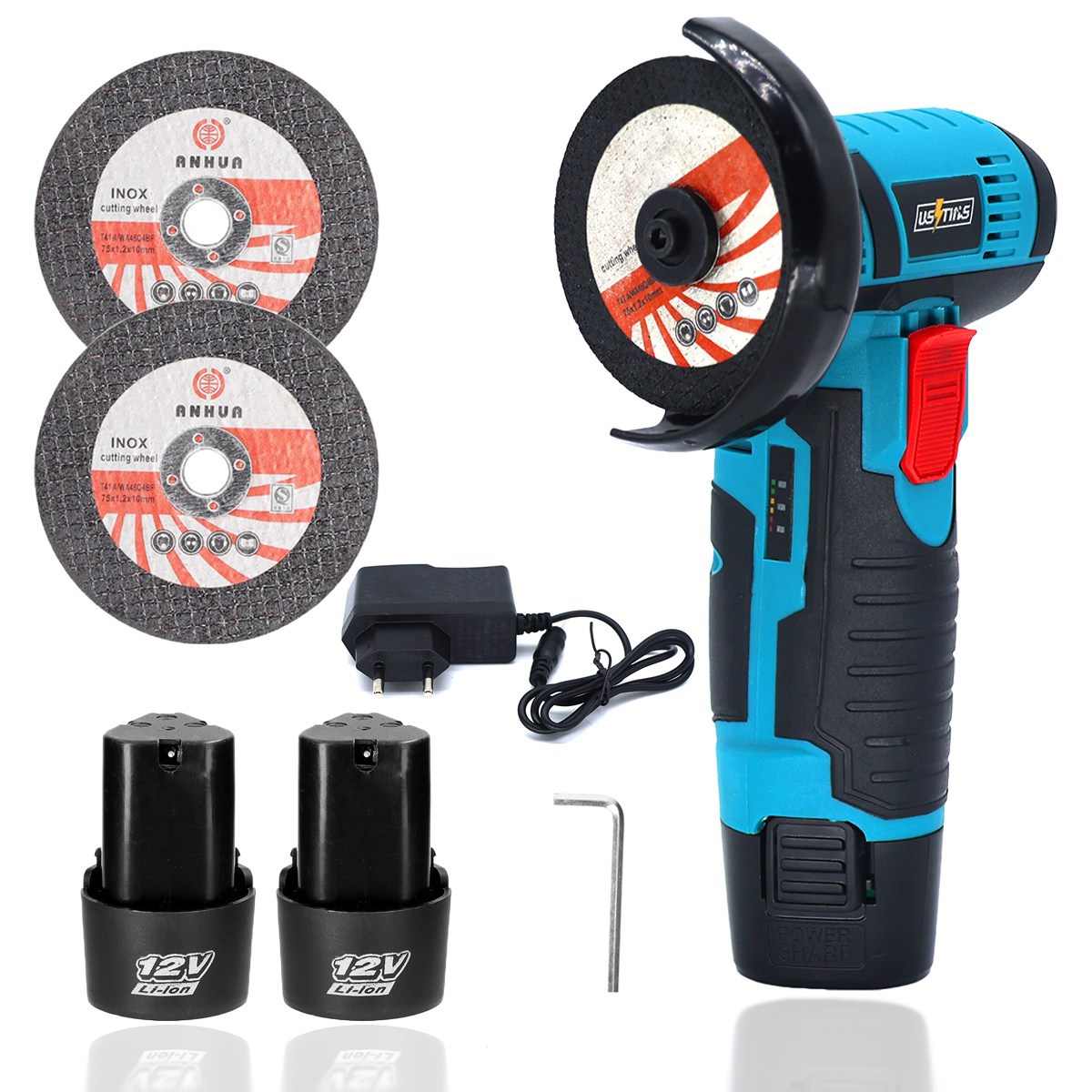 우스틴스 12V 독일기술 리튬 이온 충전그라인더 미니 휴대용 19500Rpm, 본품 + 배터리 2개, 1세트 38,780원