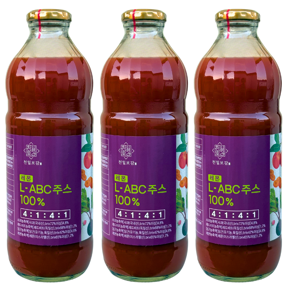천보바이오 레몬ABC주스, L-ABC주스, 3000ml, 레몬주스, ABC주스, 초 대용량, 해독주스, 사과, 당근, 레드비트, 레몬, 3개, 1L 17,900원