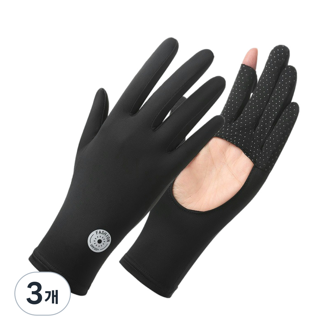 해피유 쿨토시 손등커버형 자외선 차단 장갑, 블랙, 3개 23,100원