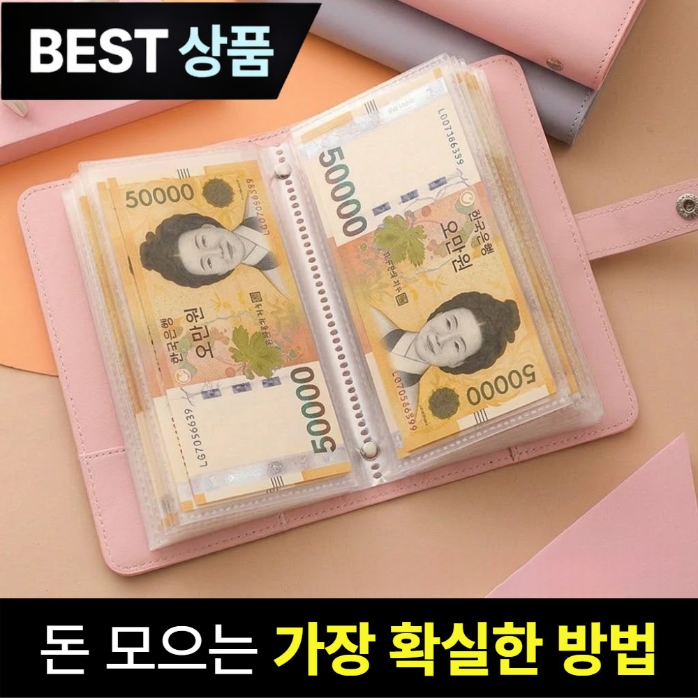 브로미 현금 바인더 저축 다이어리 지폐, 1개, 핑크 9,500원