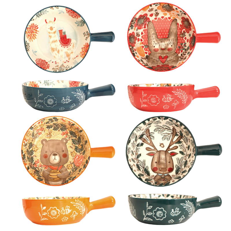 BLOWFISHFUGU 손잡이그릇4p홈식기 세트 캐릭터 손잡이 플레이팅 면기 세트 20,800원