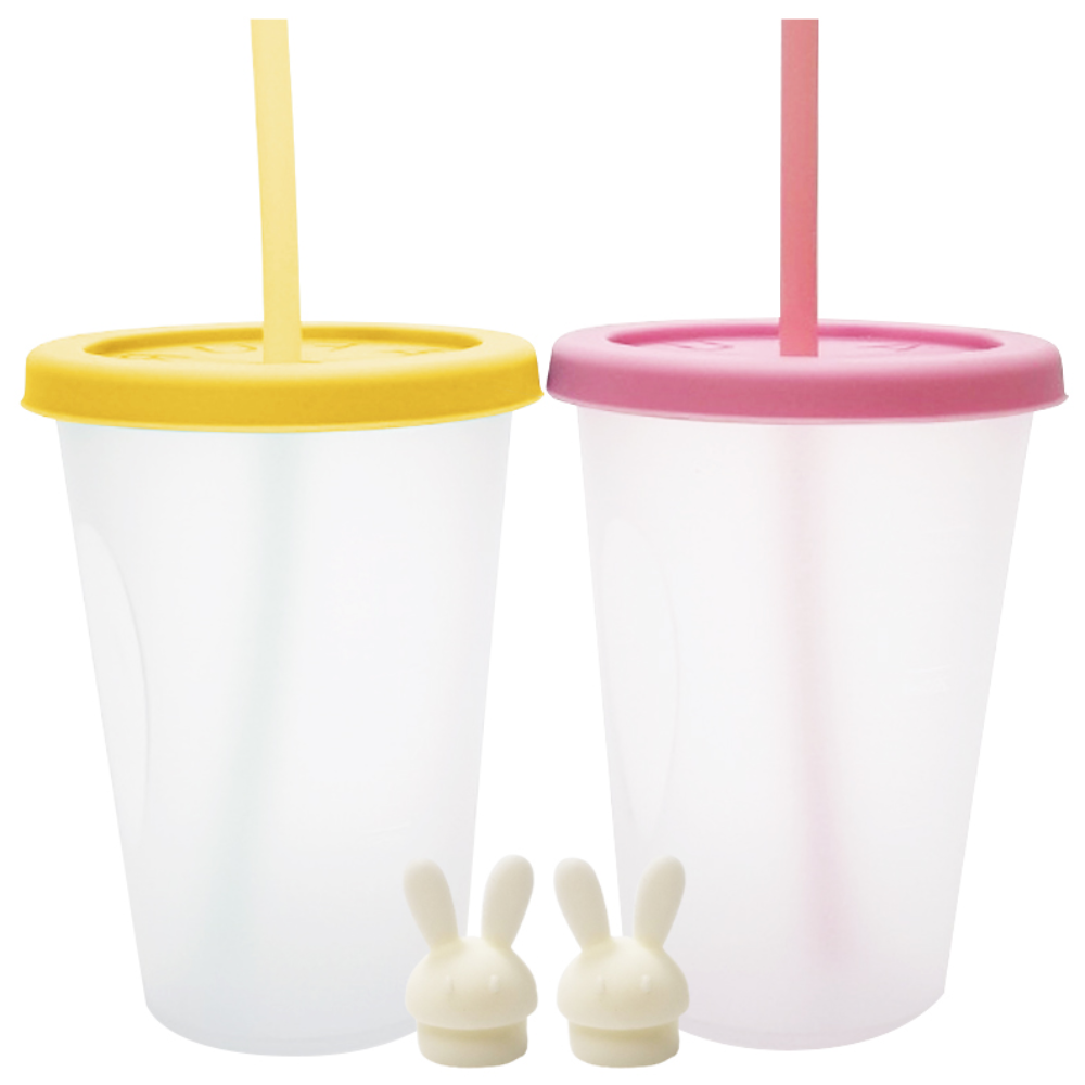 아가프라 심쿵 빨대컵 + 토끼 마개 2P, 1개, 400ml, 심쿵G(옐로우+핑크) 17,900원