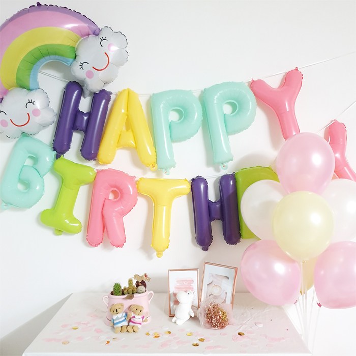 파티온 마카롱 파스텔 생일풍선세트(파스텔이니셜+무지개풍선+풍선+풍선스탠드+손펌프) 24,900원