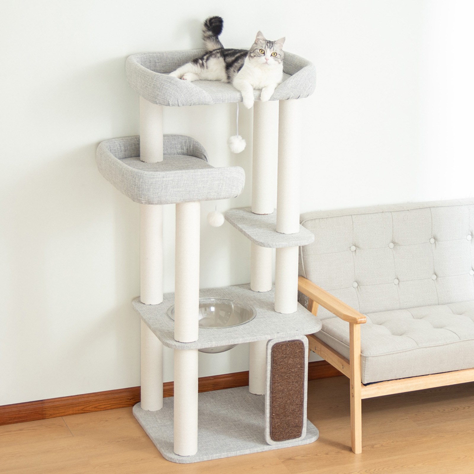캣타워 5단 고양이타워 모던 스크래쳐 심플 프리미엄 대형 침대 마포소재 높이 135센치 강화 바스켓 투명해먹 고양이나무 캣트리 고양이용품 전망대 회색 초록색 초록 88,920원