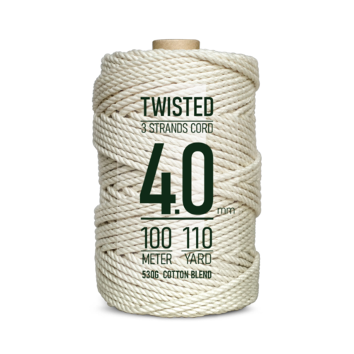 렛비 마크라메 꼬임 면 실 4mm 100m, 1개, 아이보리 16,900원