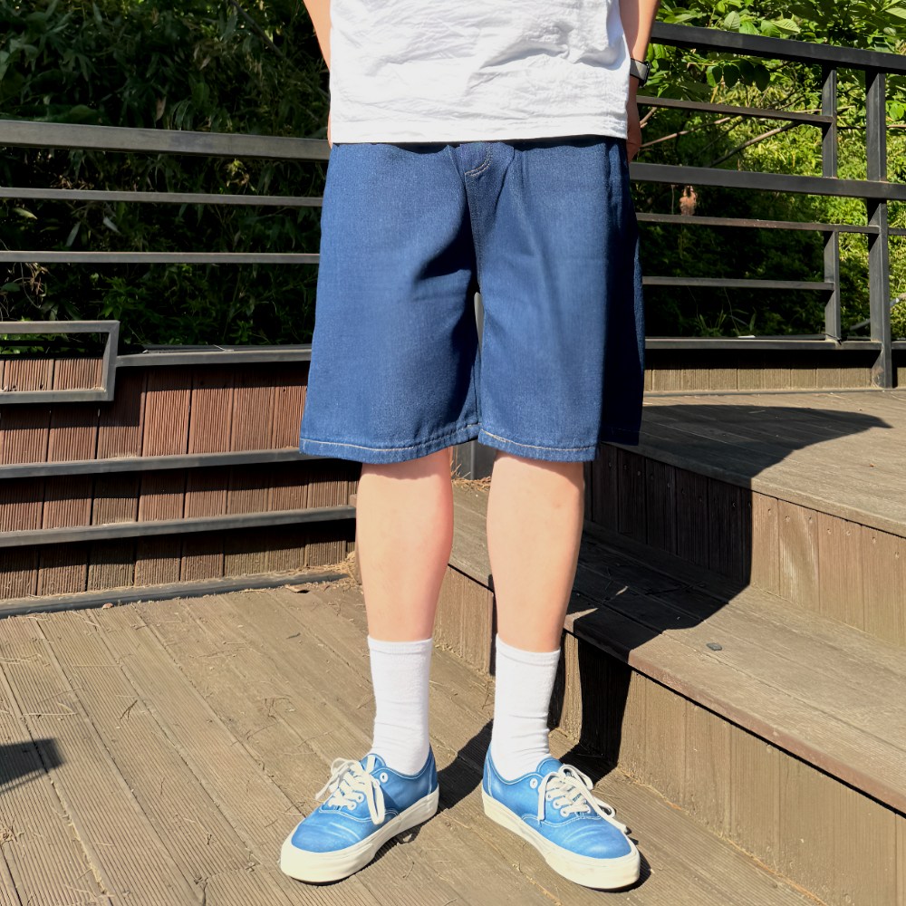 후노우즈 데님 버뮤다팬츠 남녀공용 워싱 버뮤다 캐쥬얼 반바지 14,500원