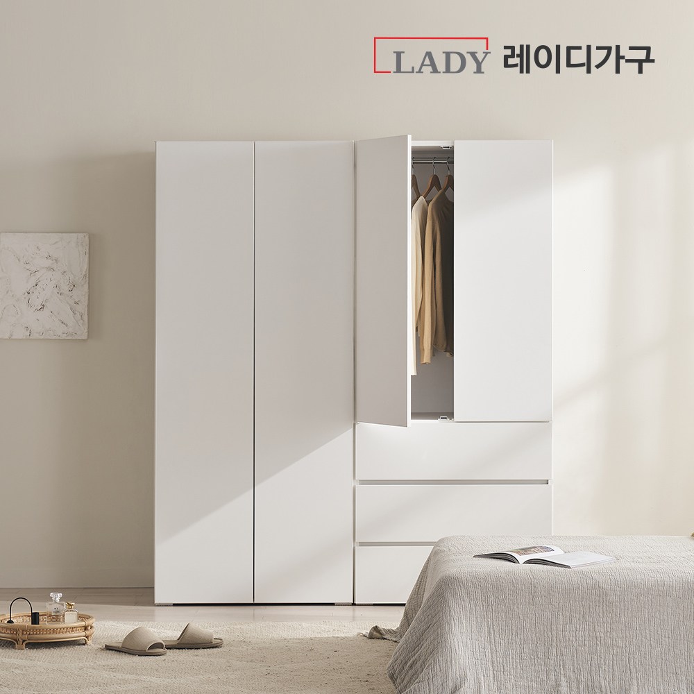 레이디가구 빈트 수납 시스템 터치 옷장 장롱 1600 C세트 (800 2단 행거 옷장+800 3단 서랍 옷장) 181,010원