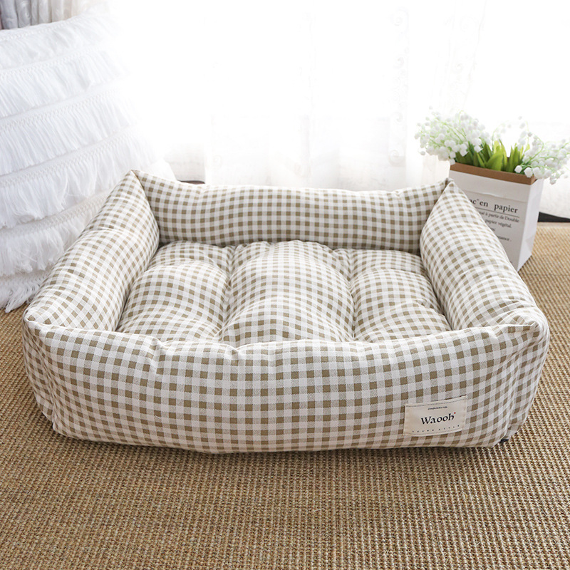 랜보어 반려동물 체크 도톰 사각 쿠션, 베이지, 1개 13,800원