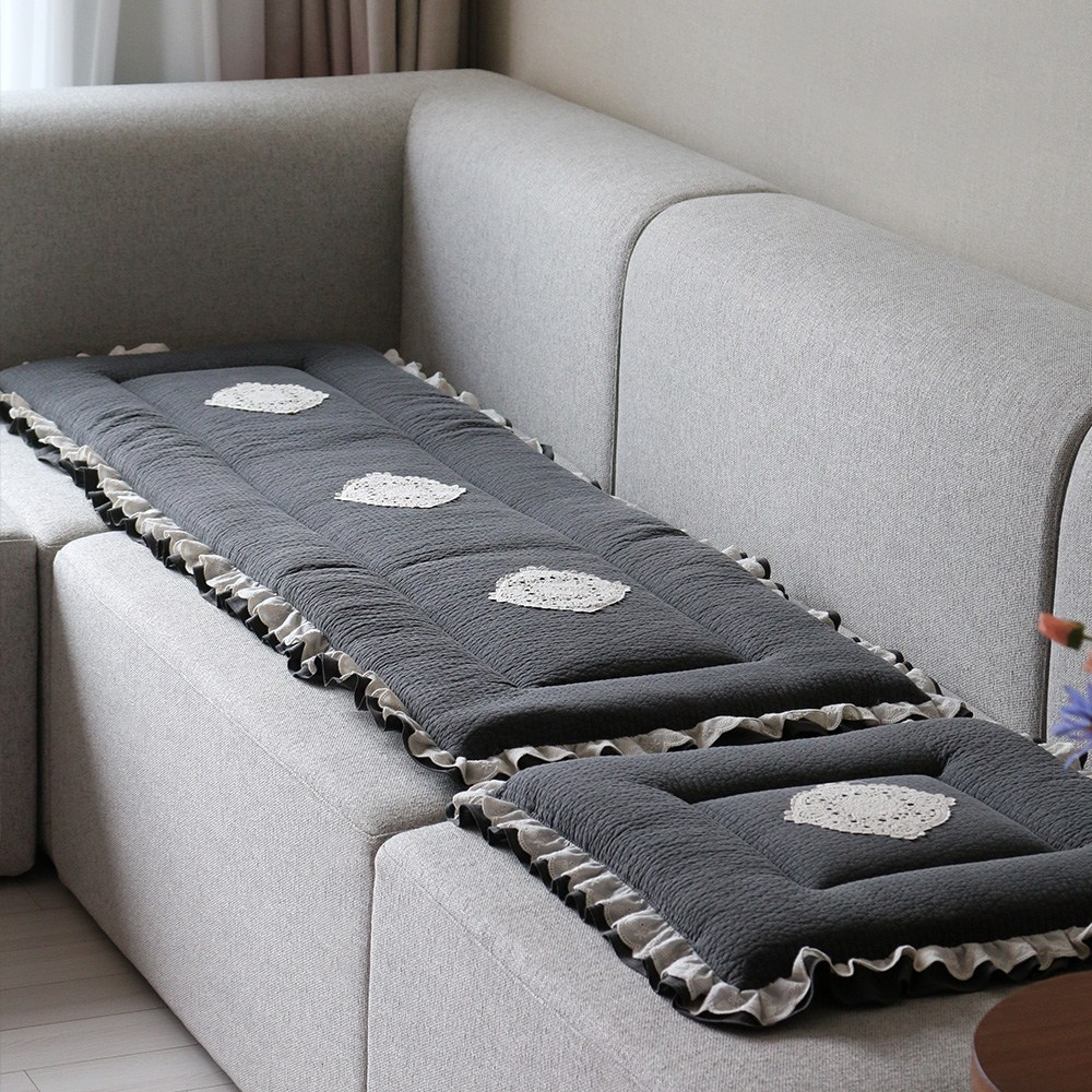 [데코벨] 순면 줄누비 레이스 방석 1단/3단 (의자방석/소파방석) 56,700원