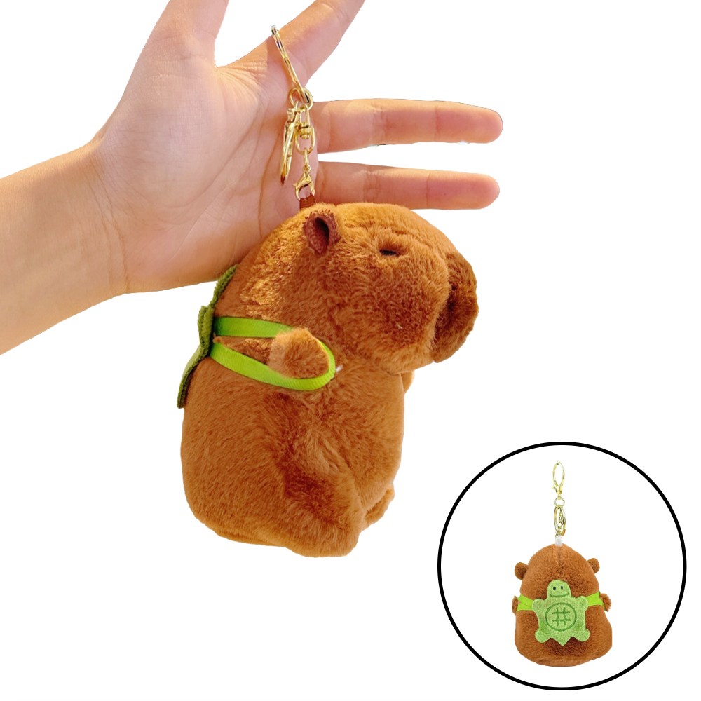 1+1 헬스와미 미니 카피바라 인형 키링 차키 열쇠고리 장식 키홀더, 1세트, 화이트+그린 5,800원