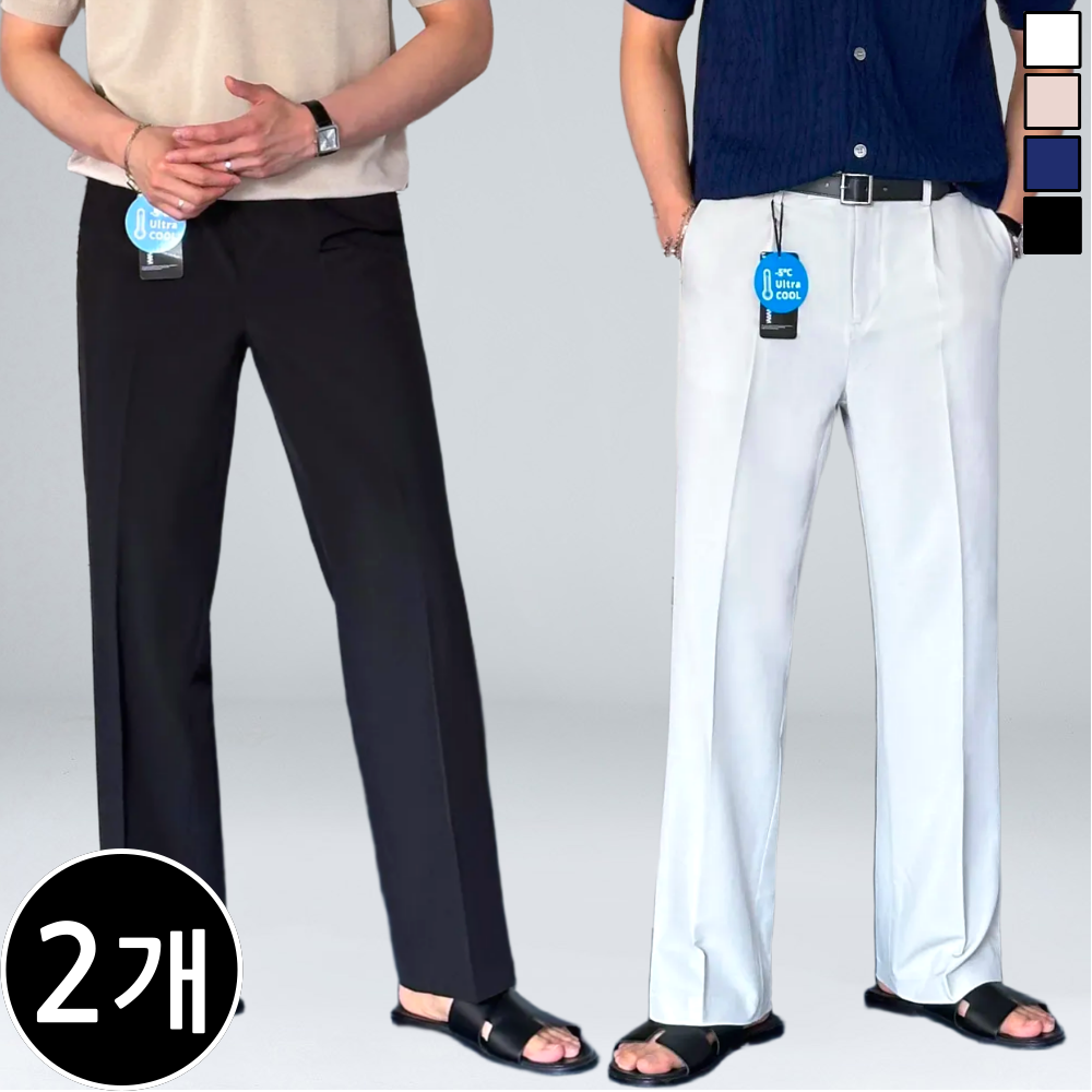 [1+1] 남성용 여름 냉감 아이스 쿨 세미 와이드 슬랙스 빅사이즈 (6181-2) 51,250원