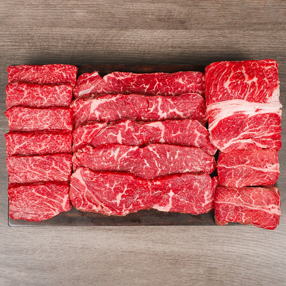 마블리즈 육즙 가득 마블링 좋은 1등급 국내산 소고기 소 한판 채끝세트 + 소금 참소스 증정 76,900원