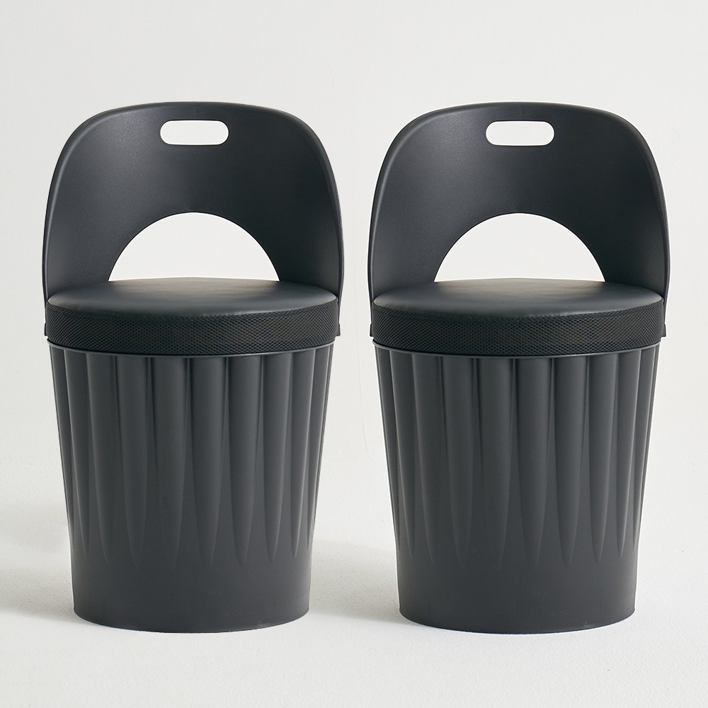 드럼체어 일체형 스툴의자 등받이형, 블랙, 2개 44,900원