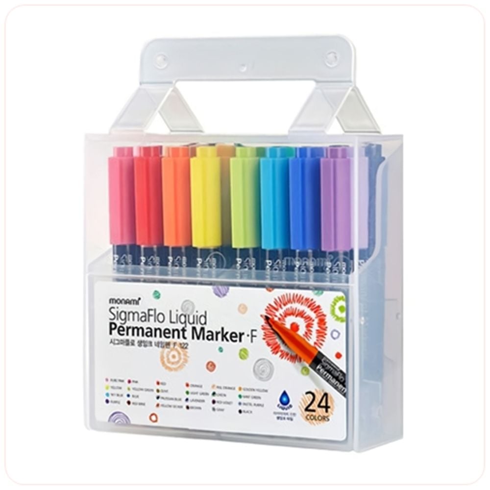 모나미 시그마플로 생잉크 네임펜 F122 24색세트 1개 swg+3704oX 37,050원