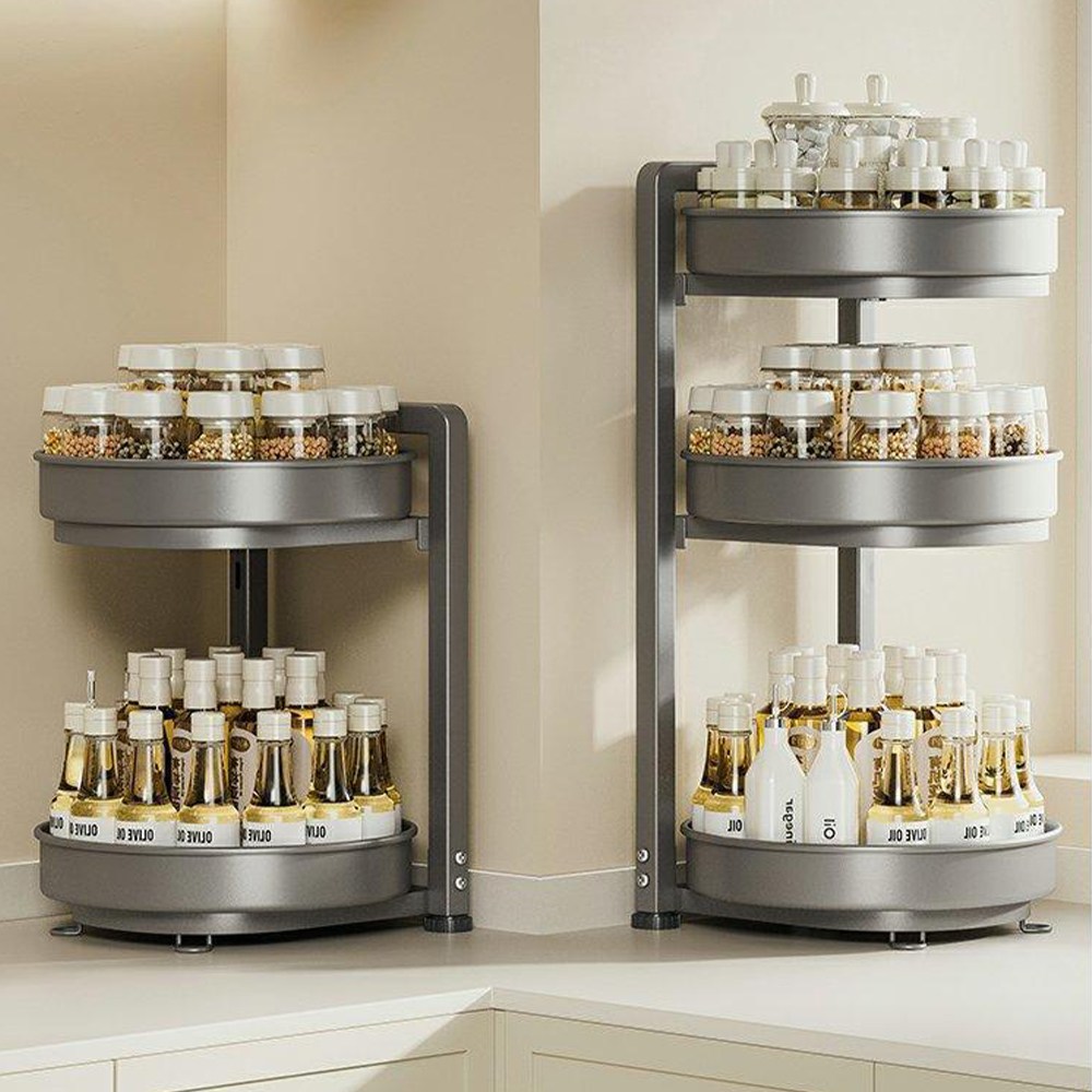 홈비 튼튼한 주방 코너 360도 회전트레이 양념통 정리 선반, 그레이, 1개 29,900원