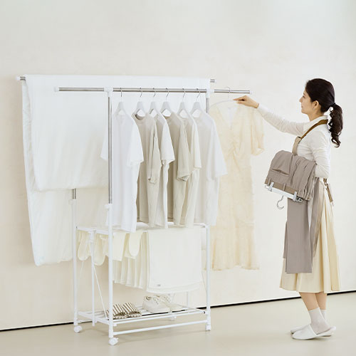 양드레 키다리 빨래건조대 행거 이동식 접이식 대형 아기 수건 튼튼한 이불건조대, 화이트 79,900원