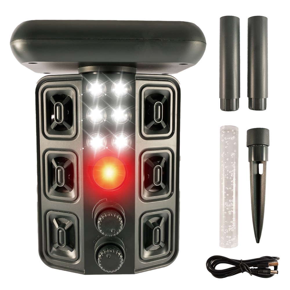 RYNOVEX 태양광 충전 야생동물 퇴치기 4종 강력모드 적외선센/초음파/4개고주파 스피커 경보/LED섬광/감광 야간조명/무선설치-고양이 강아지 멧돼지 55,000원