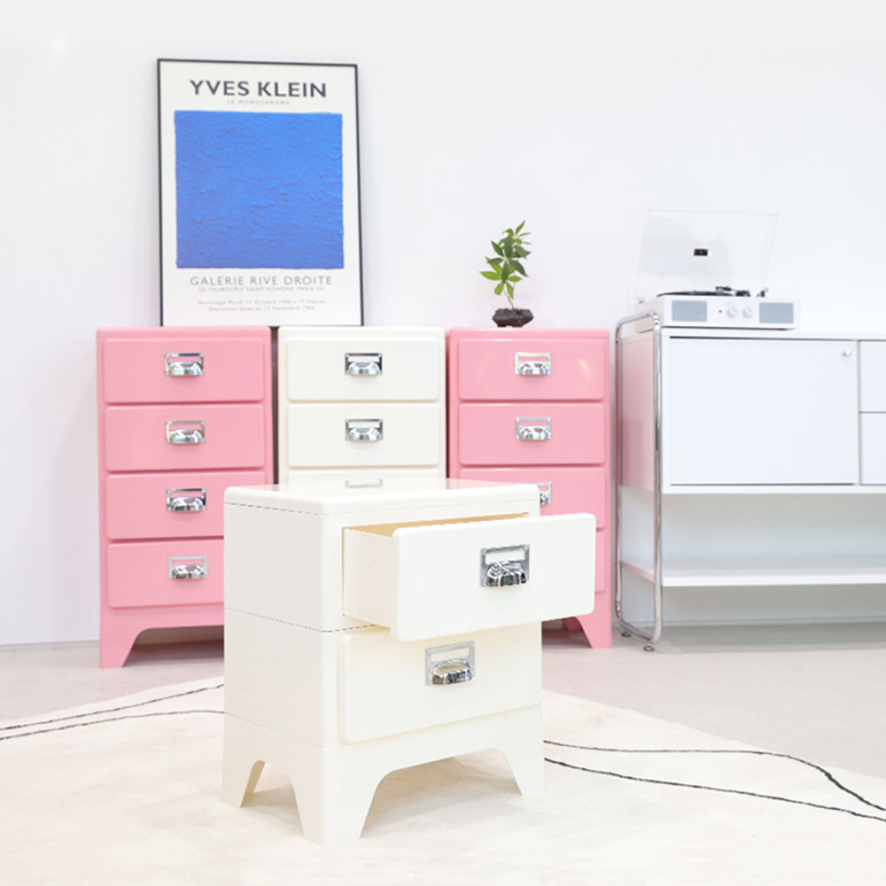 [미닛드로우] 플라스틱 서랍장 수납장 크롬손잡이 아이보리 핑크 민트 정리함 옷수납장 64,900원