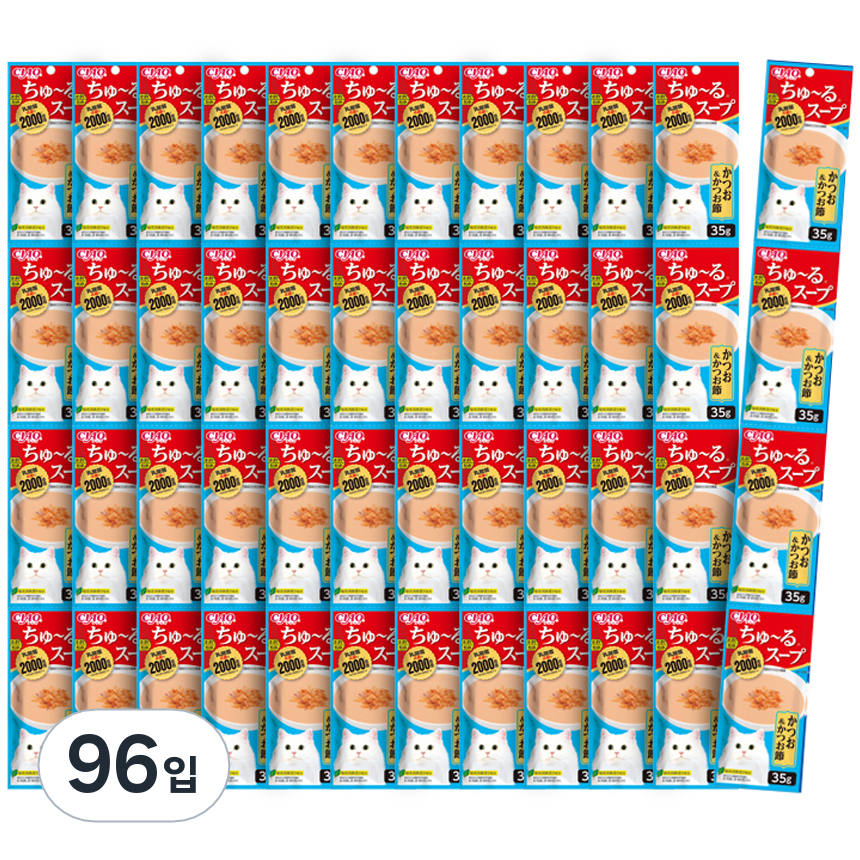 챠오츄르 고양이 짜먹는 간식, 혼합맛(가다랑어/가다랑어포), 35g, 96개 43,100원