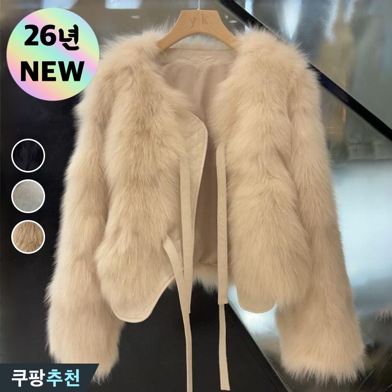 (25년 신상) 날씬해보이는 여성 여우털 인조밍크 숏기장 퍼 자켓 코트 가을 겨울 추천 편한 프렌치 우아한 코디 스트랩 두꺼운 따뜻한 상의 뽀글이 트렌드 솔리드 클래식 외투 잠바 12,790원