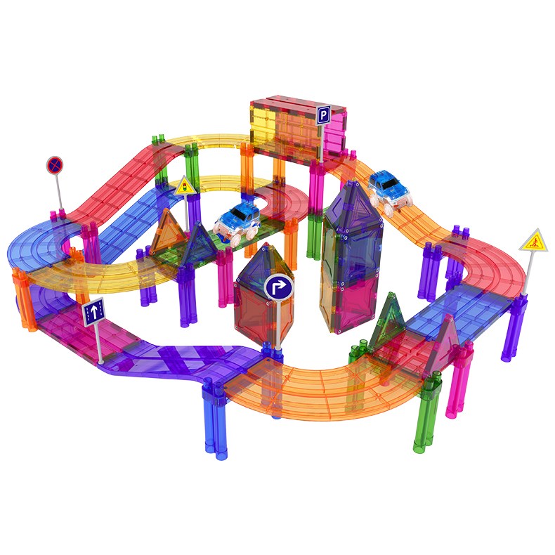 이지드로잉 트랙카 car track 자석 블록 블럭 자동차 레일 장난감 주차타워, 200피스 148,000원